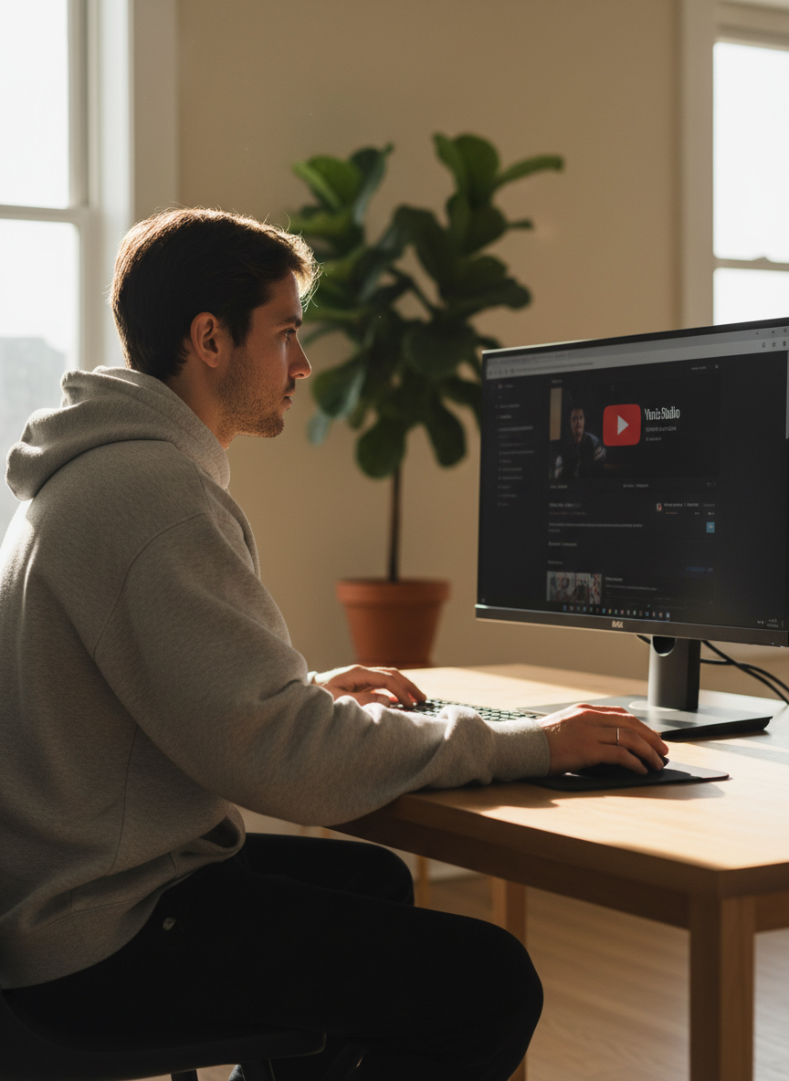 Content creator filming with a camera